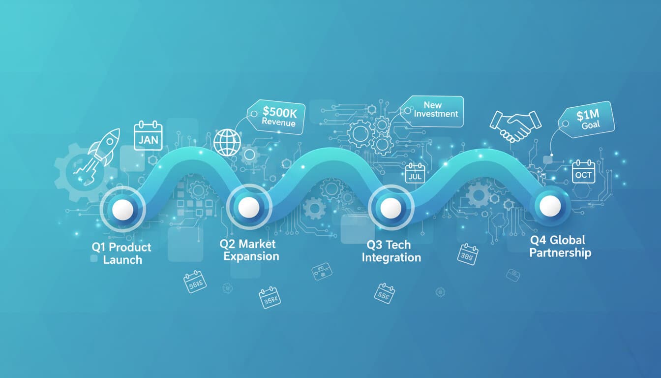 Professional roadmap visualization with milestone markers and timeline